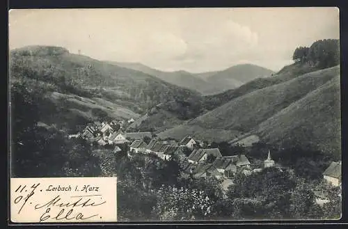 AK Lerbach i. Harz, Totalansicht von einen Berg aus