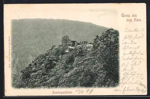 AK Thale i. Harz, Blick zum Rosstrappefelsen