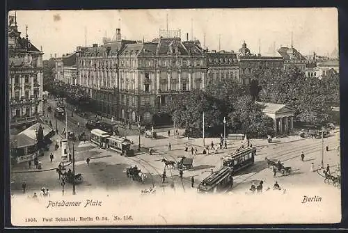 AK Berlin-Tiergarten, Strassenbahnen auf dem Potsdamer Platz