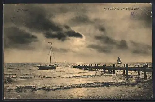 AK Borkum, Spätabend an der Segelbuhne