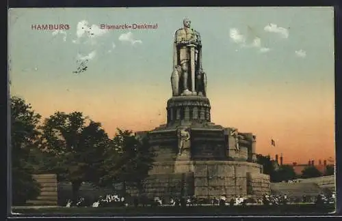 AK Hamburg-St.Pauli, Bismarck-Denkmal