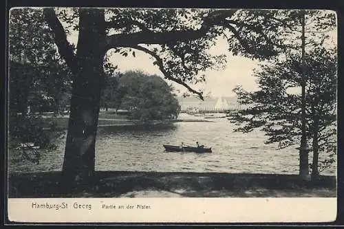 AK Hamburg-St. Georg, Partie an der Alster