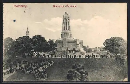 AK Hamburg-St.Pauli, Bismarck-Denkmal