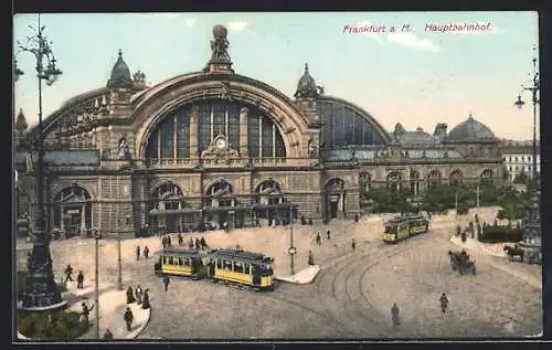 AK Frankfurt a. M., Hauptbahnhof mit Strassenbahn