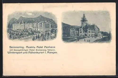 AK Semmering, Hotel Panhans und Hotel Erzherzog Johann