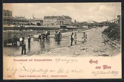 AK Wien, Donaukanal mit Franzensbrücke