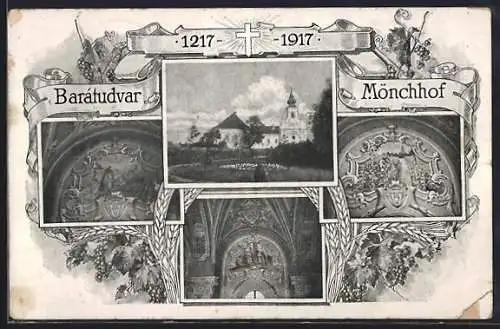 AK Mönchhof, Kirche 1217-1917, Reliefs