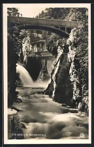 AK Badgastein, Hohe Brücke über den Wasserfall