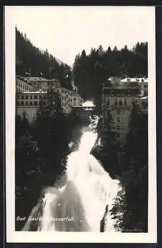 AK Bad Gastein, Wasserfall mit Blick zur hohen Brücke