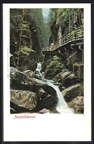 AK Idylle mit Wasserfall im Zackelklamm