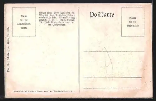Künstler-AK Wien-Kahlenbergerdorf, Ortsansicht, Deutscher Schulverein
