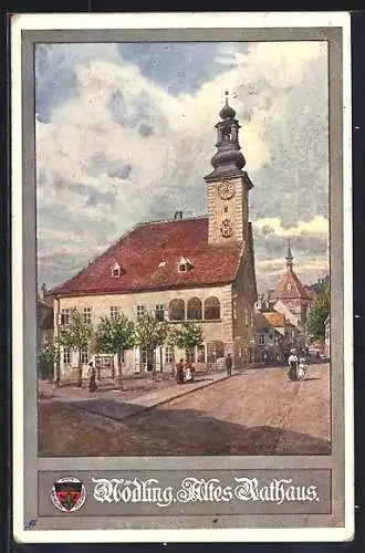 Künstler-AK Rudolf Schmidt, Deutscher Schulverein Nr. 386: Mödling, am alten Rathaus