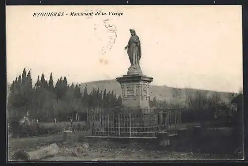 AK Eyguières, Monument de la Vierge