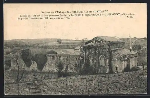 AK Fontcaude, Ruines de l`abbaye des Prémontrés fondée en 1154