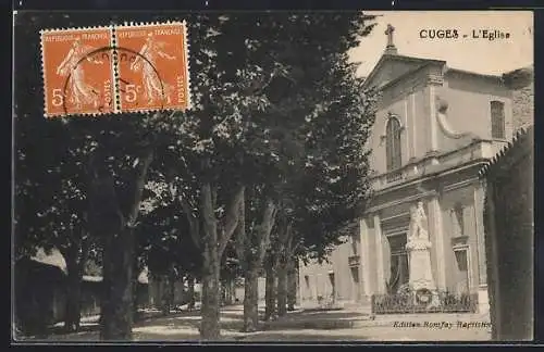 AK Cuges, L`Église et allée ombragée