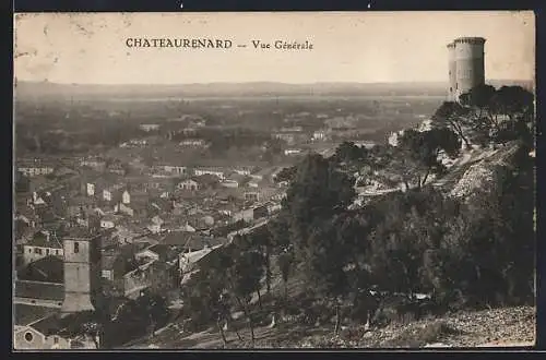 AK Châteaurenard, Vue générale avec tour sur la colline