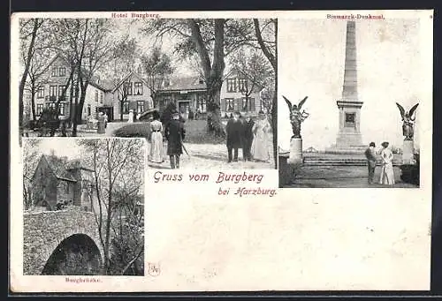 AK Harzburg, Hotel Burgberg & Bismarck-Denkmal