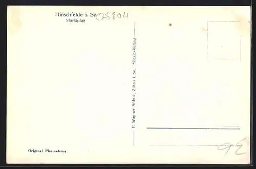 AK Hirschfelde i.Sa., Strasse am Marktplatz