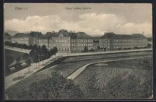 AK Zittau, Strassenpartie an der König-Ludwig-Kaserne