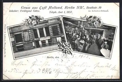 AK Berlin, Café Holland, Inh. Ferdinand Götze, Beuthstrasse 19