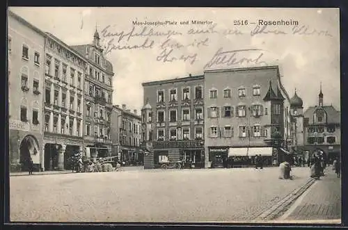 AK Rosenheim, Max-Josephs-Platz und Mittertor