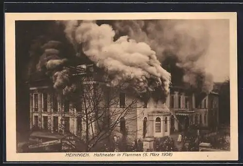 AK Meiningen, Hoftheater in Flammen 1908