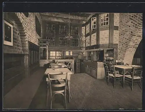 AK Köln, Gasthaus Em Langen Büggel v. Josef Renard, Buttermarkt 43, Innenansicht