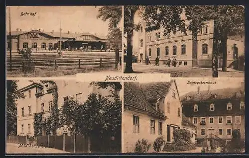 AK Neudietendorf, Bahnhof, Schwesternhaus, Mädchenpensionat