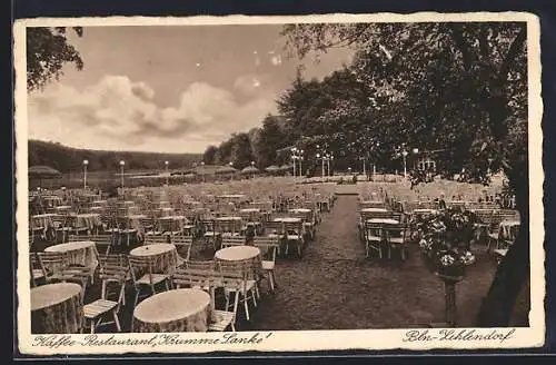 AK Berlin-Zehlendorf, Kaffee-Restaurant Krumme Lanke, Gartenansicht