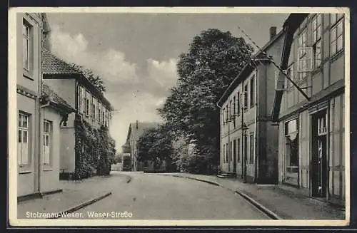 AK Stolzenau-Weser, Ansicht der Weser-Strasse