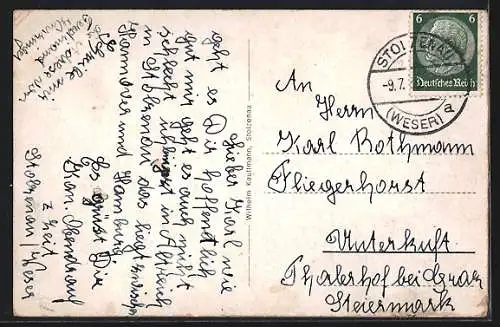 AK Stolzenau-Weser, Ansicht der Weser-Strasse
