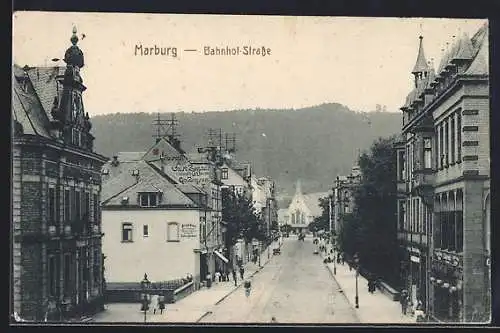 AK Marburg, Blick in die Bahnhofstrasse