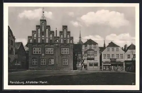 AK Rendsburg, Altstädter Markt mit Geschäften