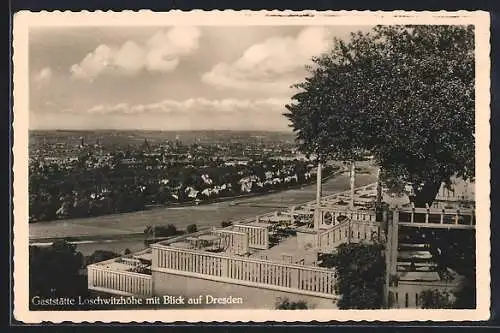 AK Dresden, Gaststätte Loschwitzhöhe mit Blick auf Dresden