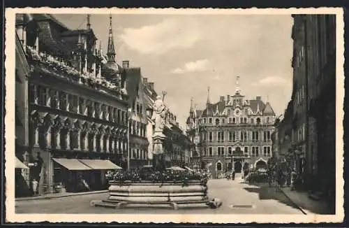 AK Kaufbeuren, Neptunbrunnen auf der Kaiser-Max-Strasse