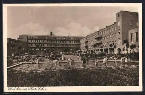 AK Bad Kreuznach, Kinderheilanstalt St. Elisabethenstift-Spielplatz mit Planschbecken