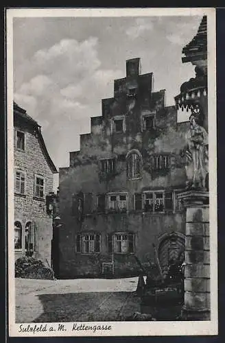 AK Sulzfeld a. M., Strasse Kettengases mit Strandbild