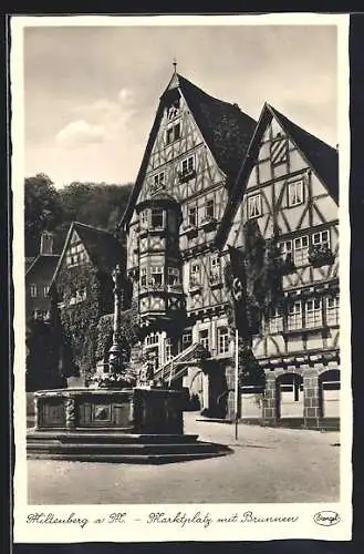 AK Miltenberg a. M., Marktplatz mit Brunnen