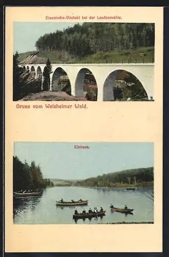 AK Welzheim /Welzheimer Wald, Eisenbahn-Viadukt bei der Laufenmühle, Ebnisee