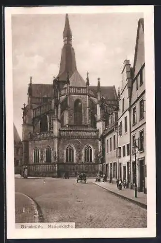 AK Osnabrück, Marienkirche mit Strassenpartie