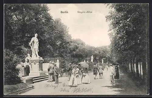 AK Berlin-Tiergarten, Sieges-Allee mit Statuen