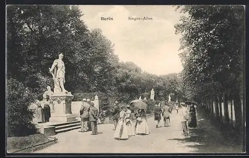 AK Berlin-Tiergarten, Sieges-Allee mit Statuen