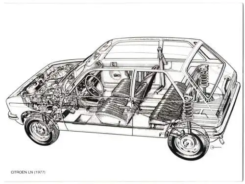 Fotografie Auto Citroen LN Modell 1977, Schnittdarstellung, Werkfoto