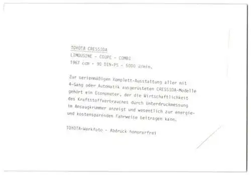 Fotografie Auto Toyota Cressida, Cockpit Instrumente, Werkfoto