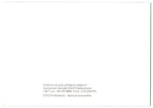 Fotografie Auto Toyota Celica Liftback 2000 GT, Innenraum, Werkfoto