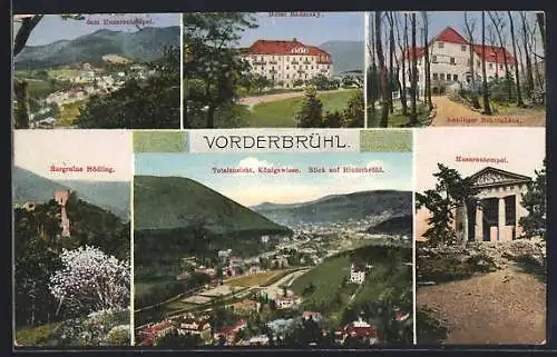 AK Vorderbrühl, Gesamtansicht, Hotel Badetzky, Husarentempel