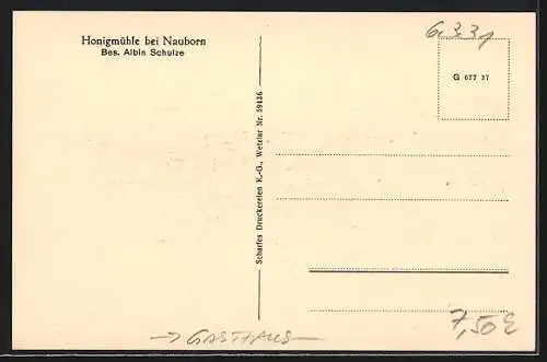 AK Nauborn, Gasthaus Honigmühle, Besitzer Albin Schulze