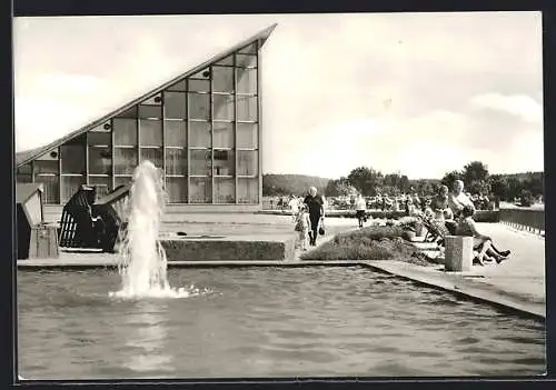 AK Hohenfelden /Kr. Weimar, Erholungszentrum Stausee, Gaststätte und Brunnenanlagen