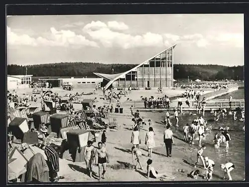 AK Hohenfelden /Kr. Weimar, Erholungszentrum Stausee, Gaststätte mit Badestrand