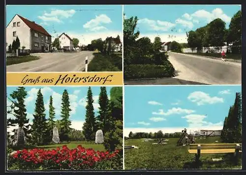 AK Hoiersdorf, Strassenpartie mit S. Neumann Lebensmittel und Feinkost, Spielplatz